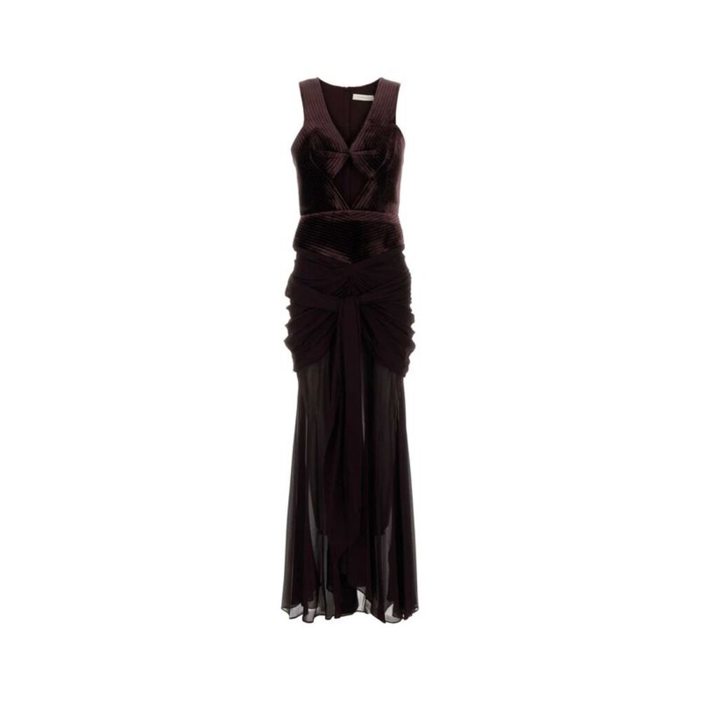Zimmermann Women Aubergine Corduroy And Crepe Valiant Long-Dress